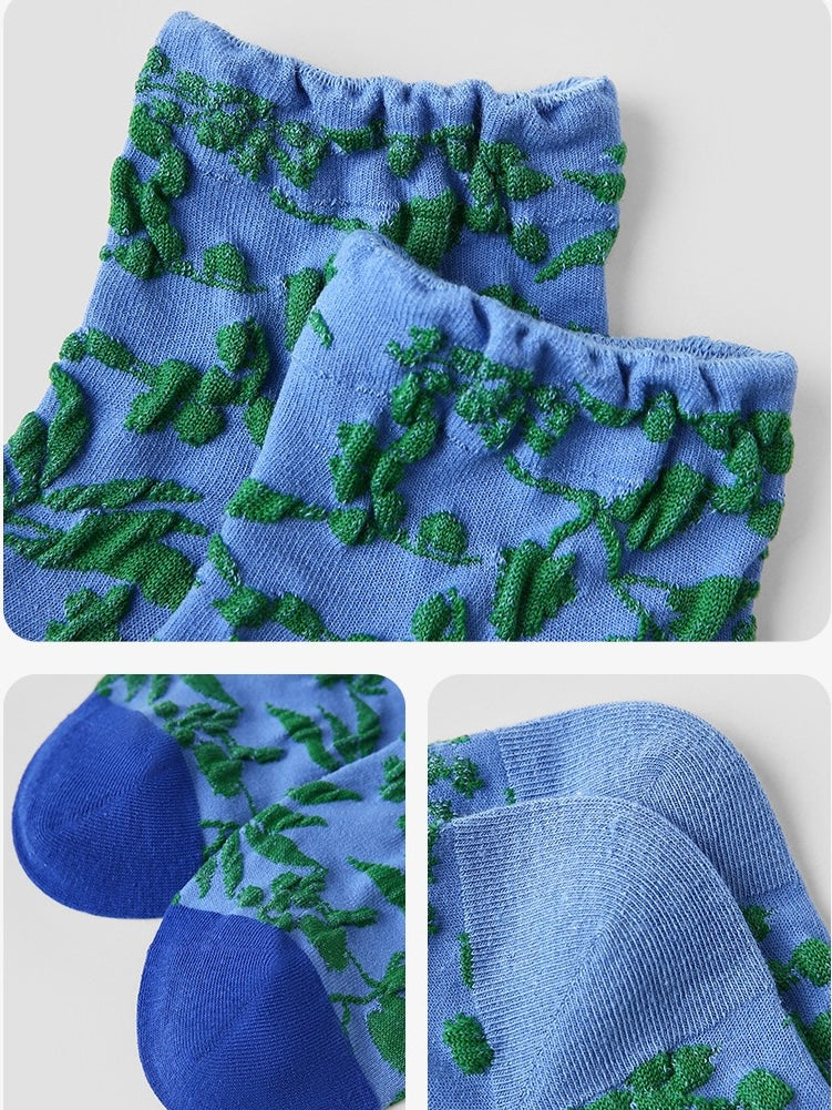 Garden Series Textured Ankle Socks (Set of 3)