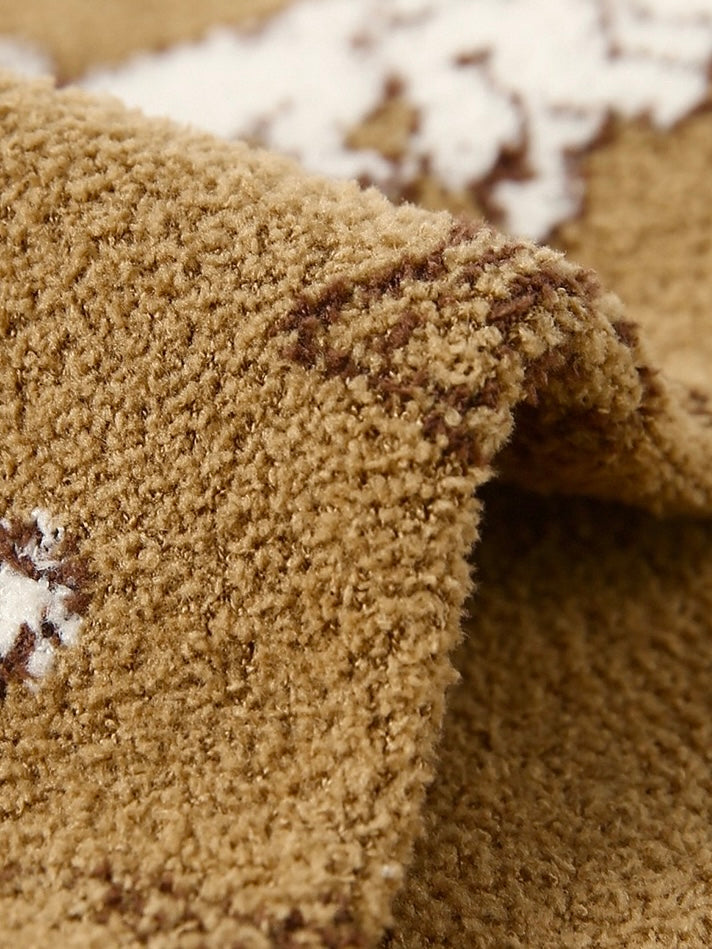 Line Art Bunny Coral Fleece Socks (Set of 3)