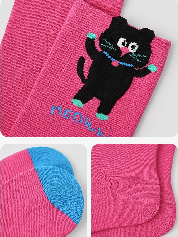 Mood-Boosting Colors Cat & Rabbit Socks (3 Pairs per Set)
