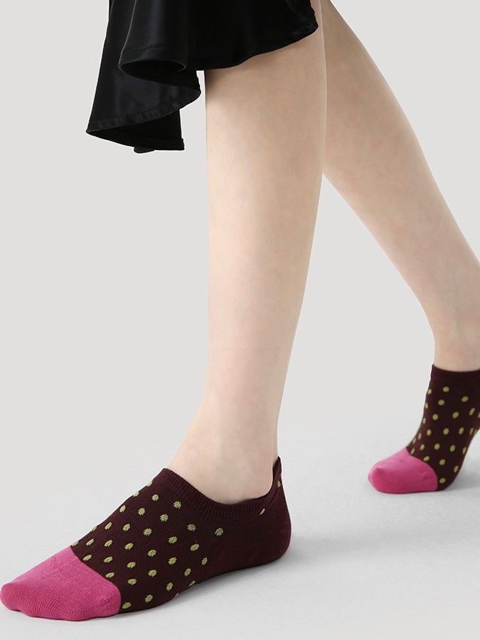 Knitted Embossed Texture No-Slip Low-Cut Socks（Set of 3）