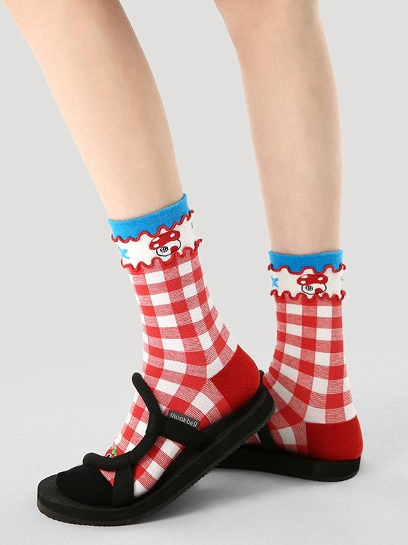 Tomato Checkered Cute Socks（Set of 3）