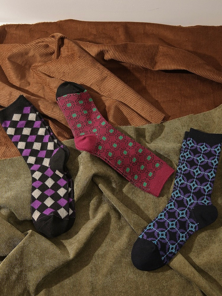 Plaid Mid-Calf Socks (Set of 3)