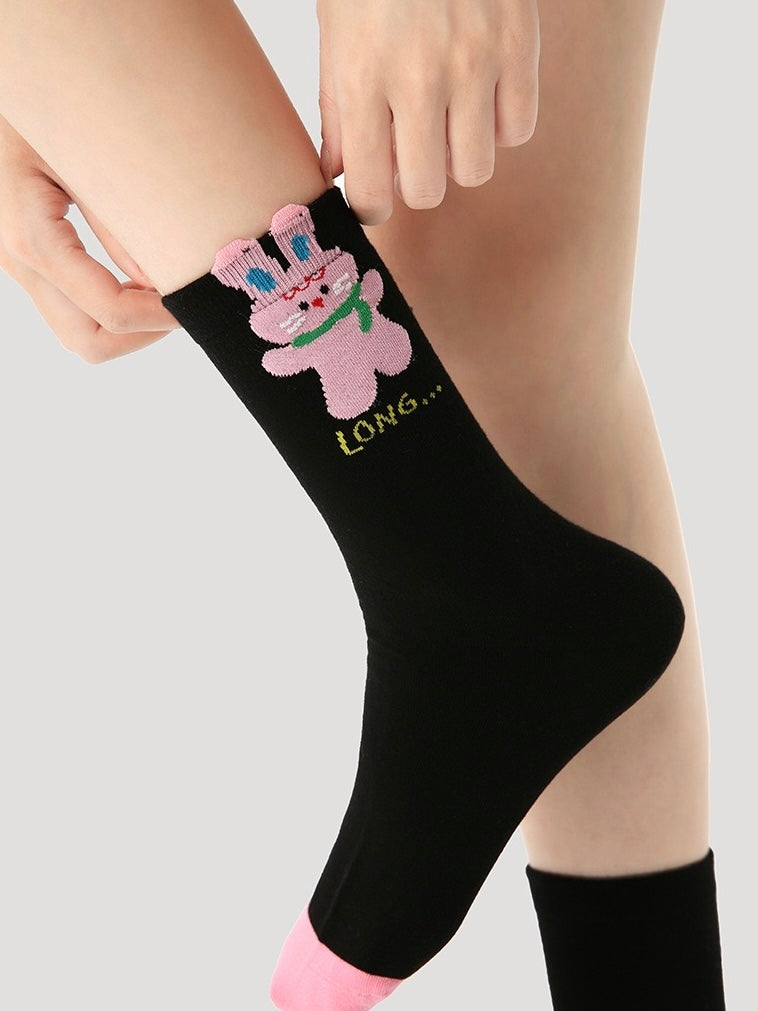 Mood-Boosting Colors Cat & Rabbit Socks (3 Pairs per Set)