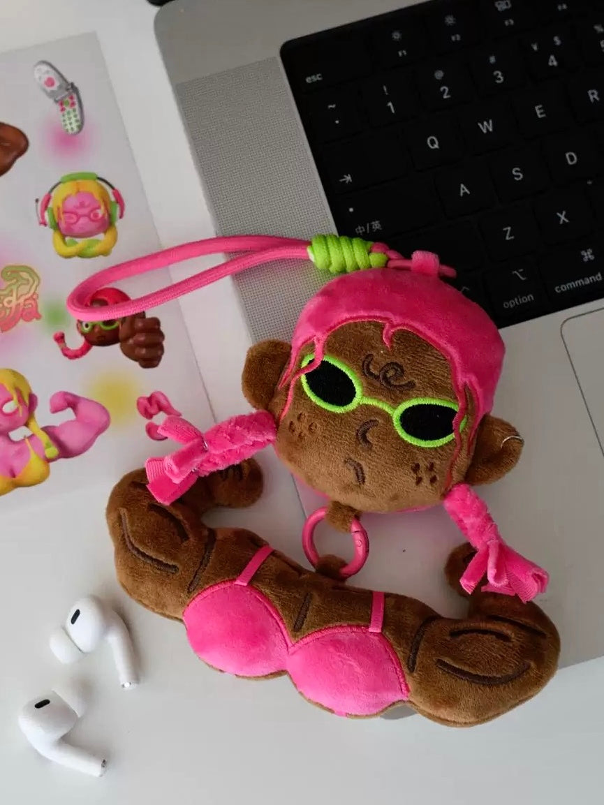 Cute Fitness Girl Plush Keychain