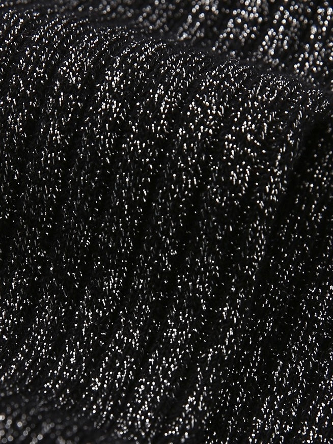 Knee-High Socks with Silver PU Bow