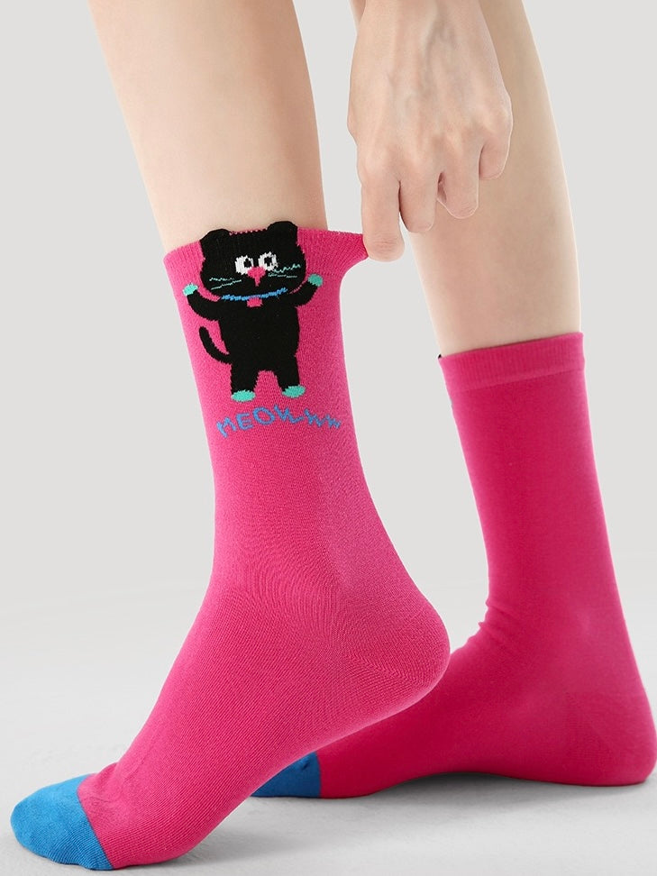 Mood-Boosting Colors Cat & Rabbit Socks (3 Pairs per Set)