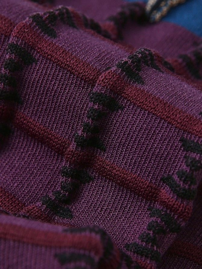 Striped Embossed Texture Mid- Calf Socks(Set of 3)