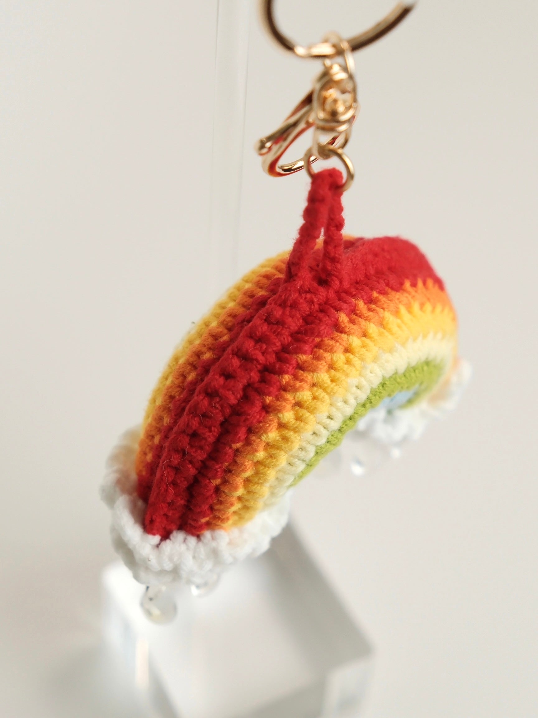 Hand-Crocheted Rainbow Cloud Keychain