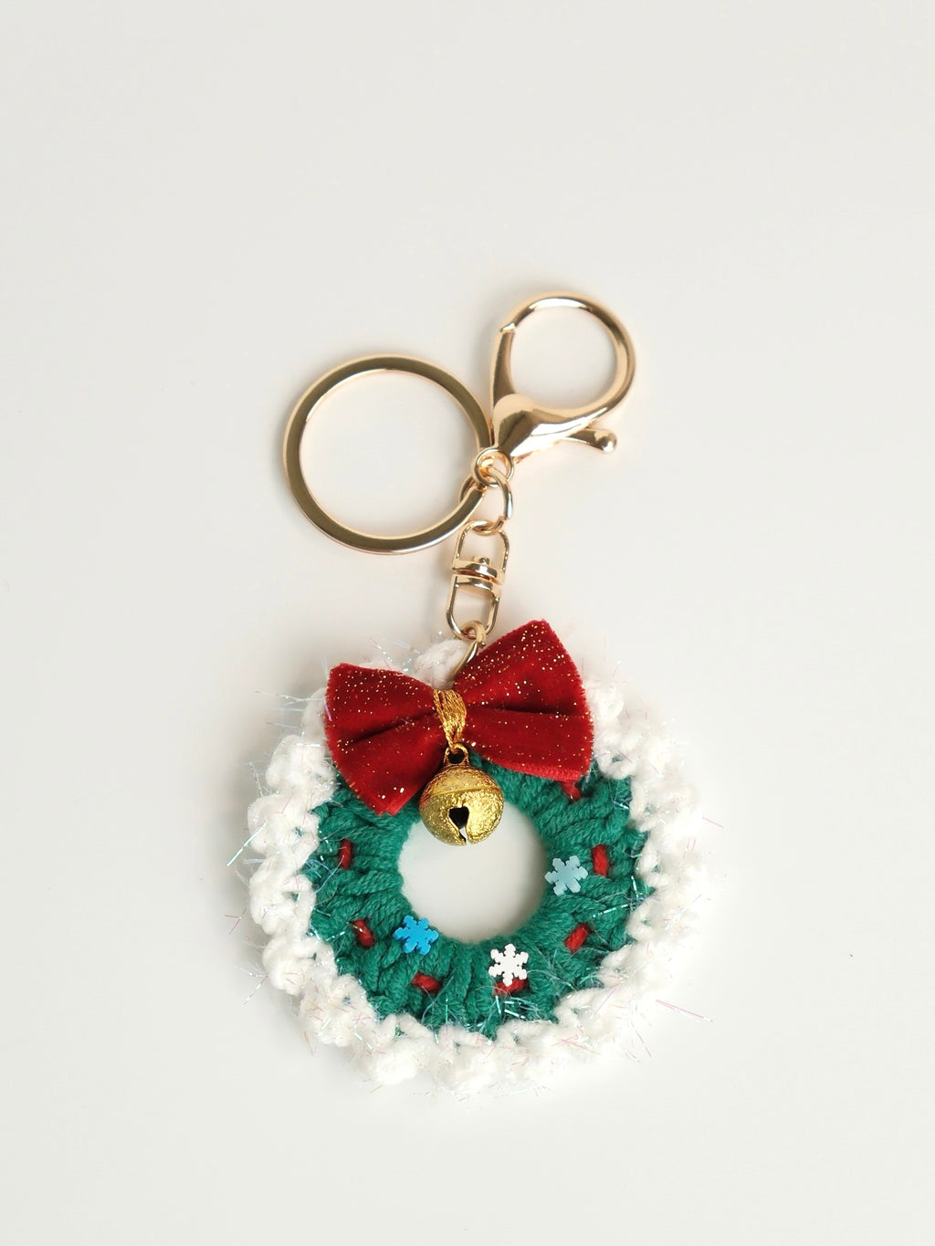 Hand-Crocheted Christmas Wreath Keychain(Set of 2)