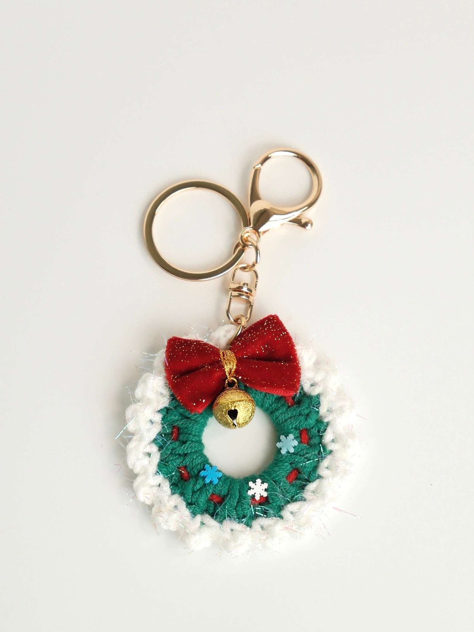 Hand-Crocheted Christmas Wreath Keychain(Set of 2)