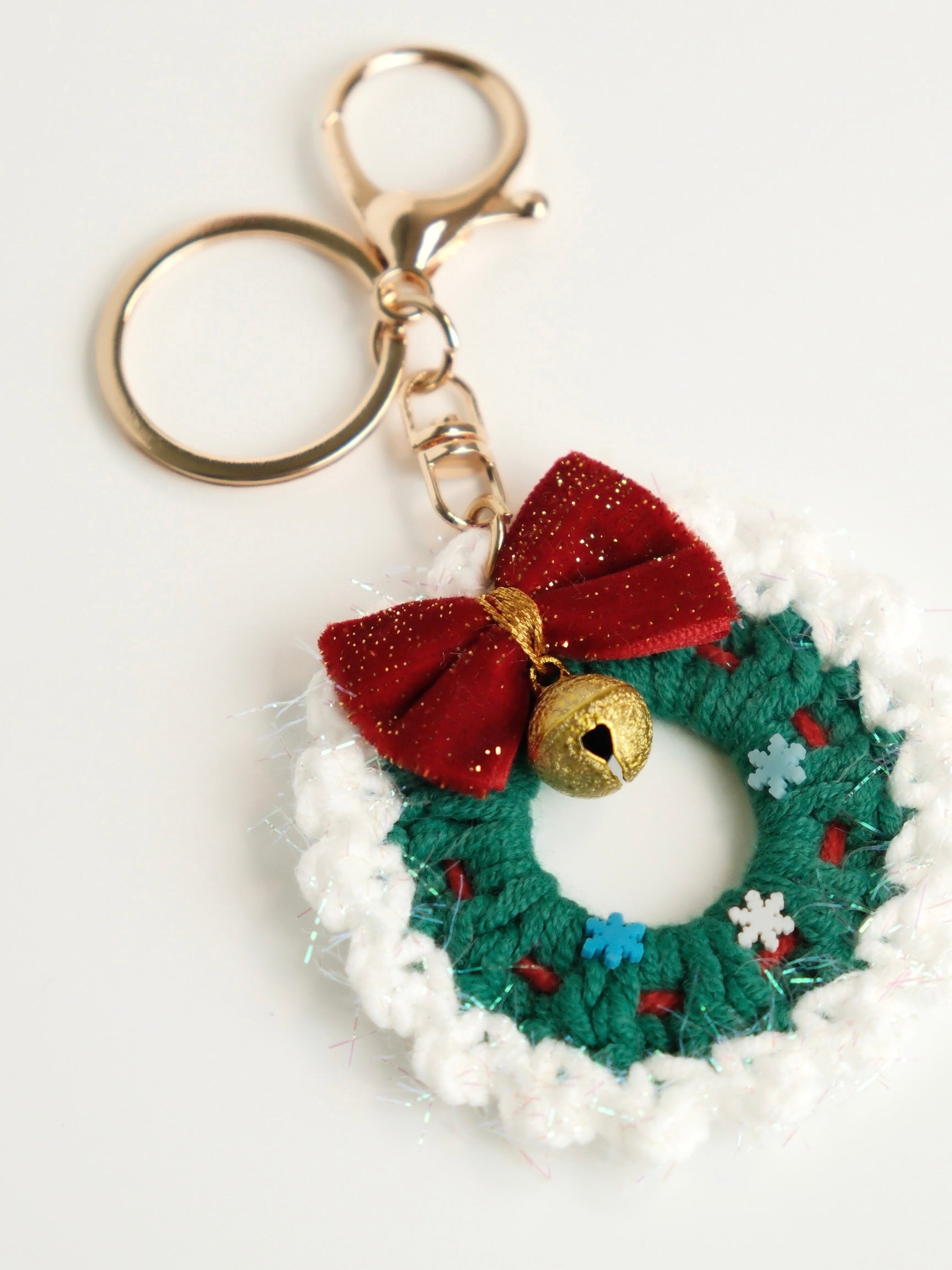 Hand-Crocheted Christmas Wreath Keychain(Set of 2)
