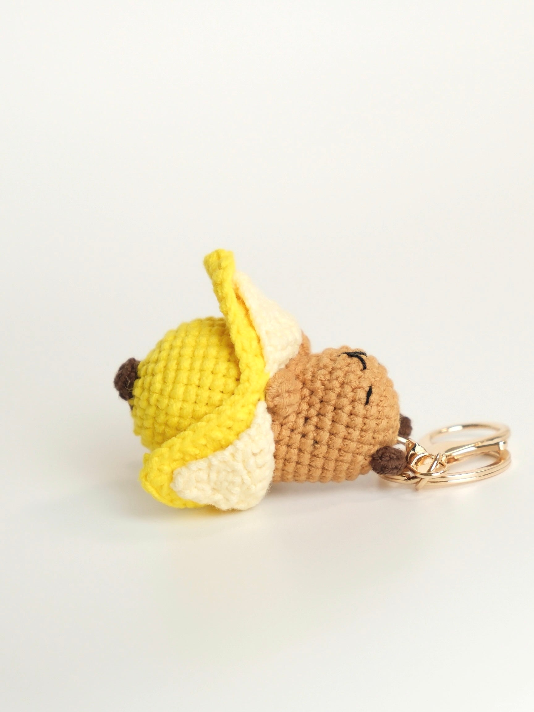 Banana Capybara Hand Crochet Keychain