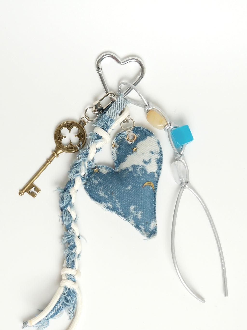 Denim Heart Keychain Bag Charm
