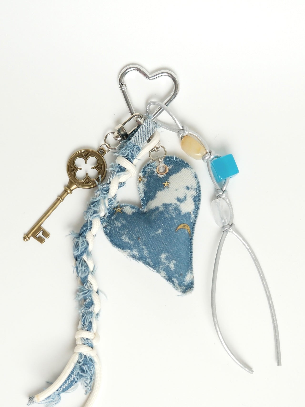 Denim Heart Keychain Bag Charm