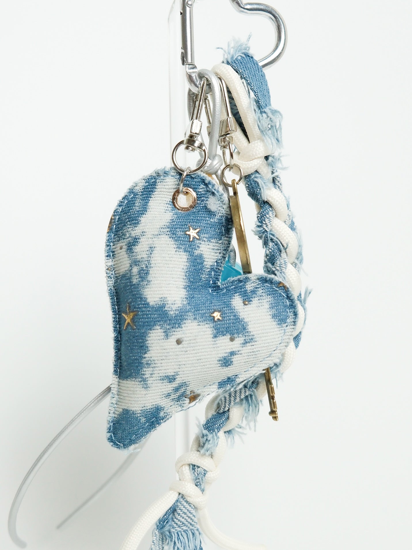 Denim Heart Keychain Bag Charm
