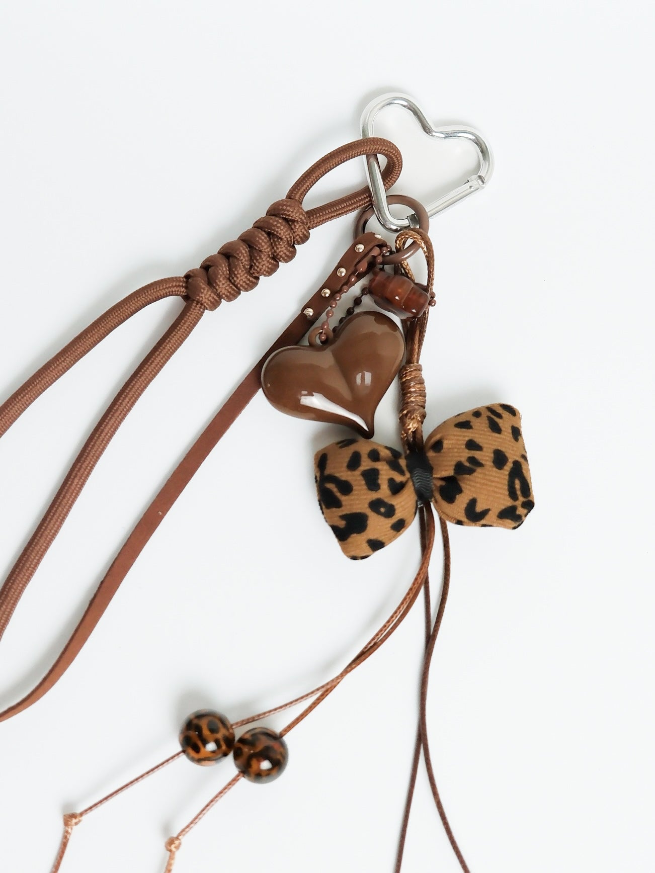 Leopard Print Bow Heart Keychain Bag Charm
