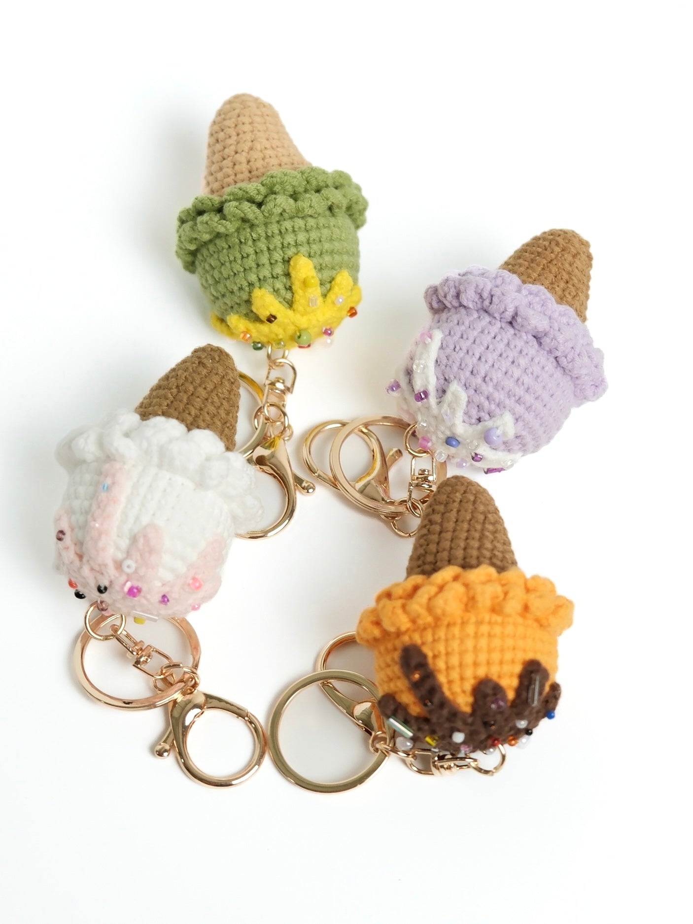 Crochet Ice Cream Keychain Bag Charm