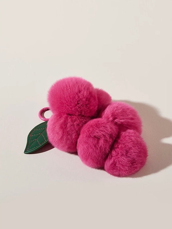 Fluffy Grape Keychain – Faux Rabbit Fur Bag Charm