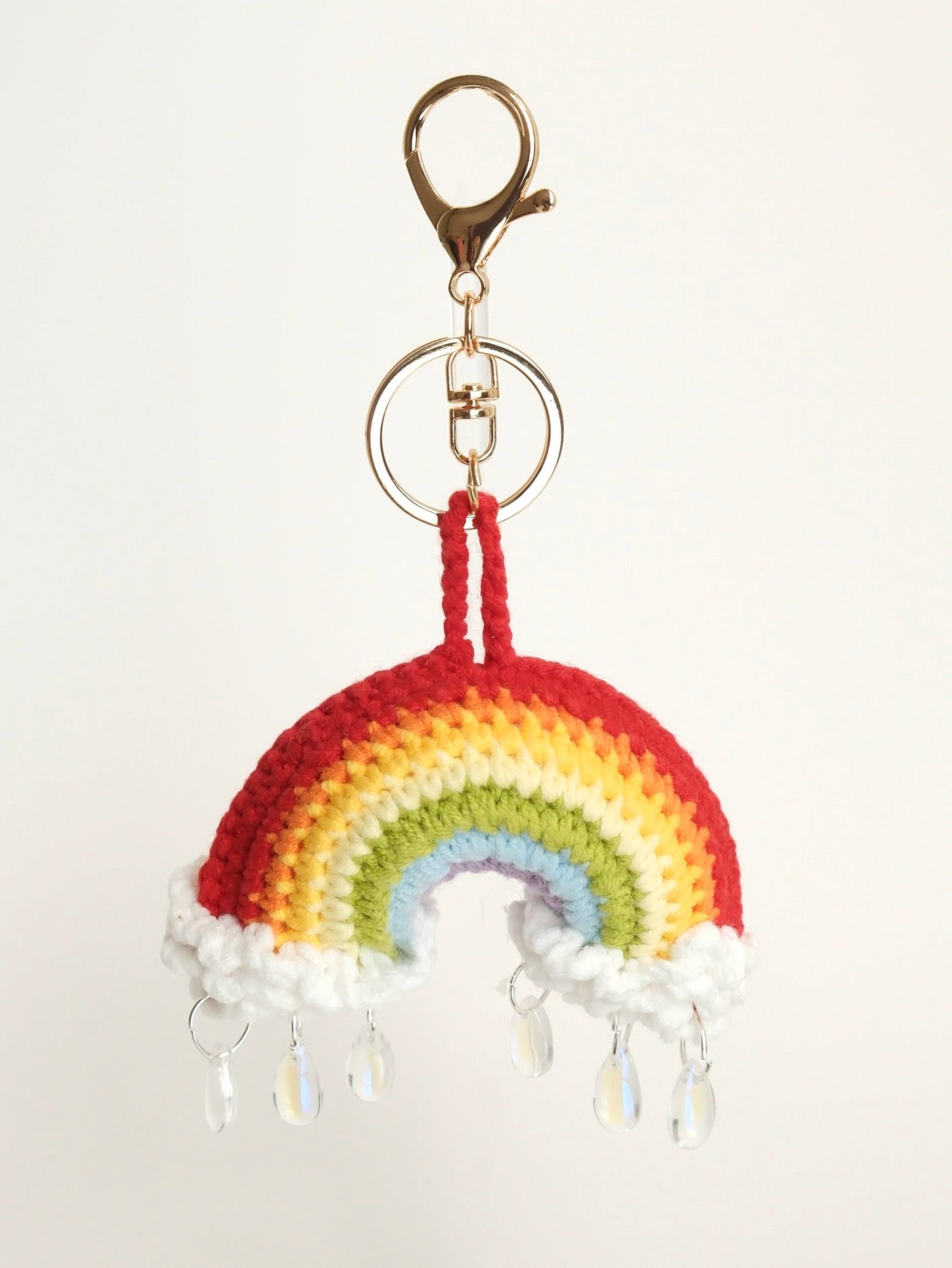 Hand-Crocheted Rainbow Cloud Keychain