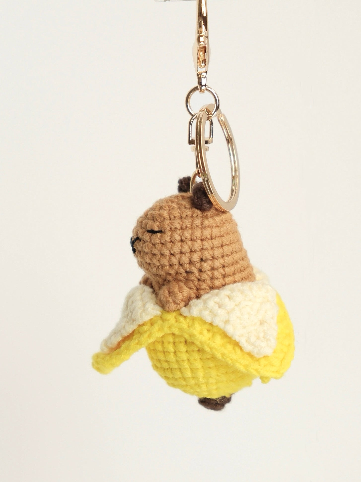 Banana Capybara Hand Crochet Keychain
