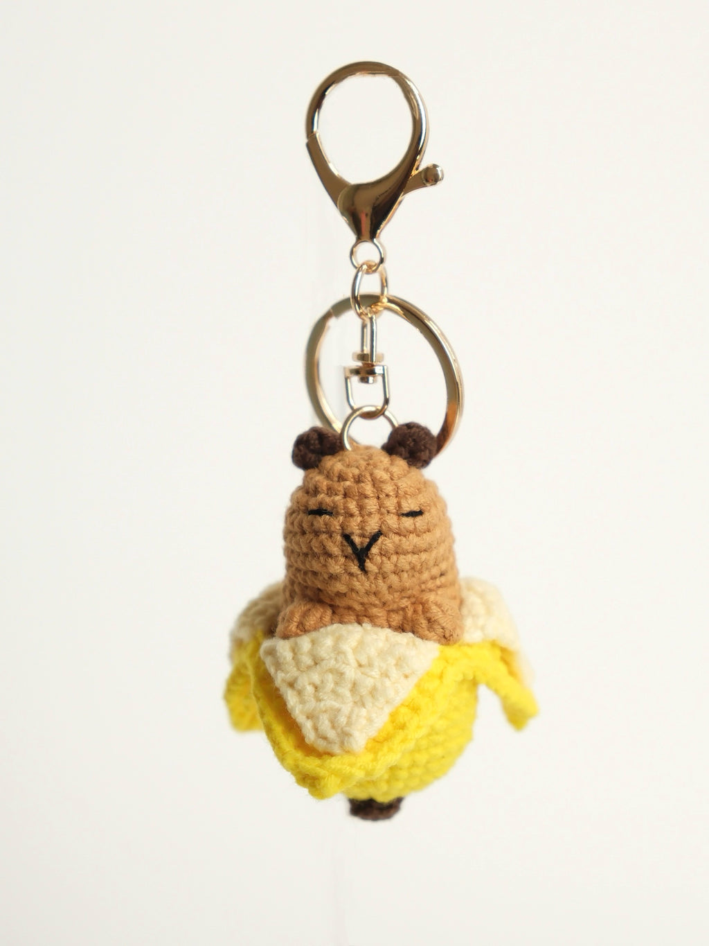 Banana Capybara Hand Crochet Keychain