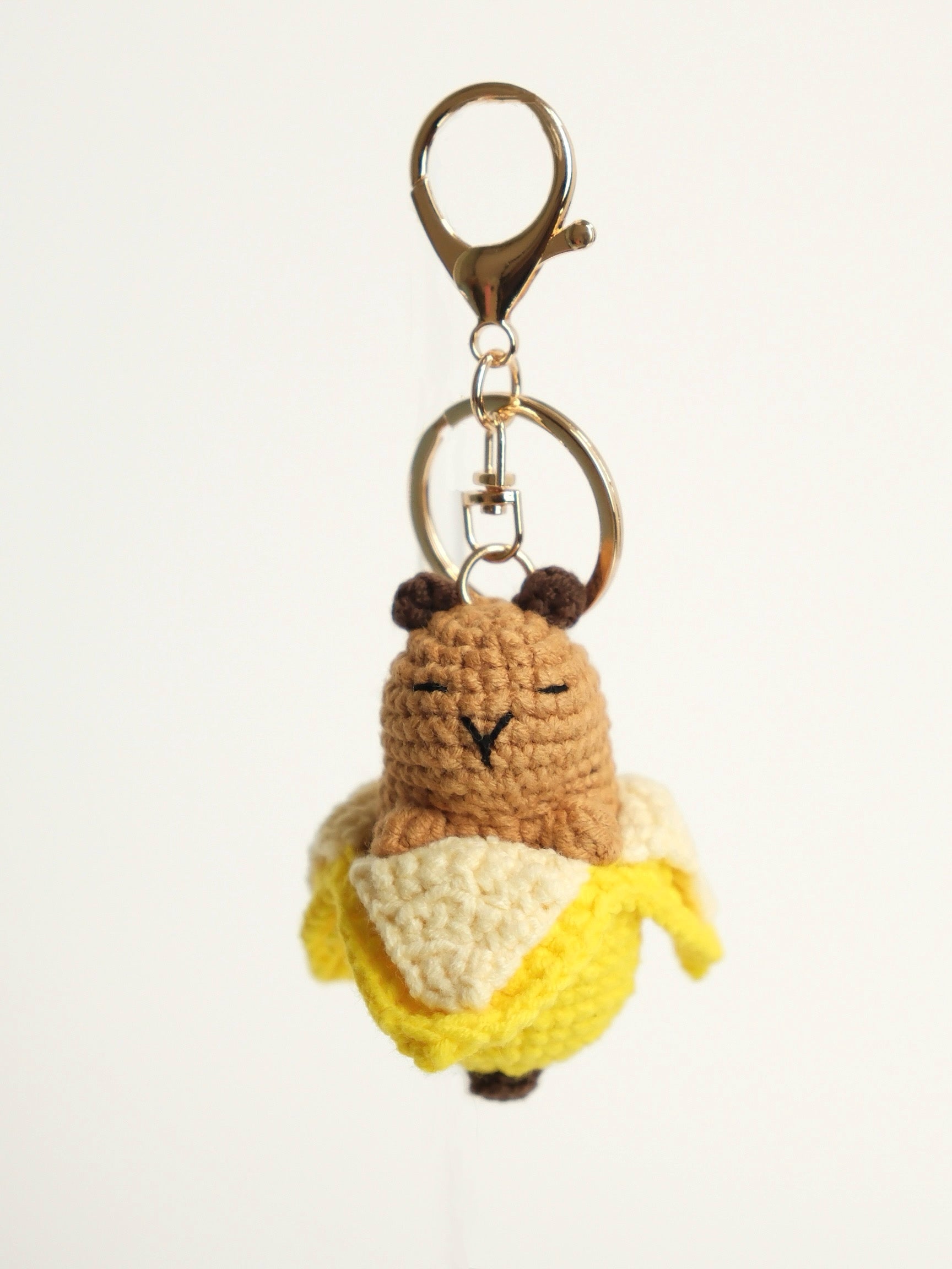 Banana Capybara Hand Crochet Keychain