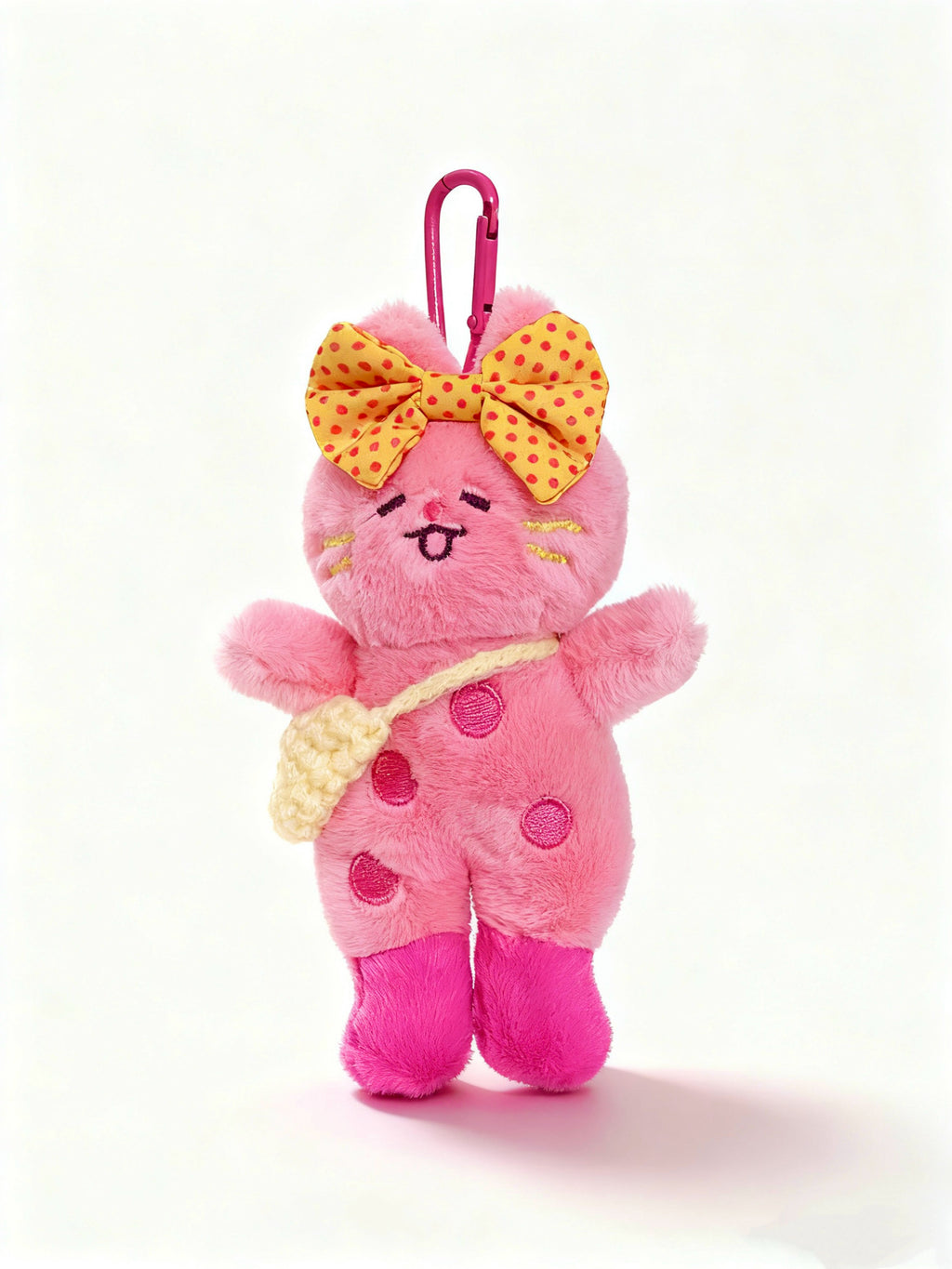 Cute Kitty Bag Charm with Yellow Bow