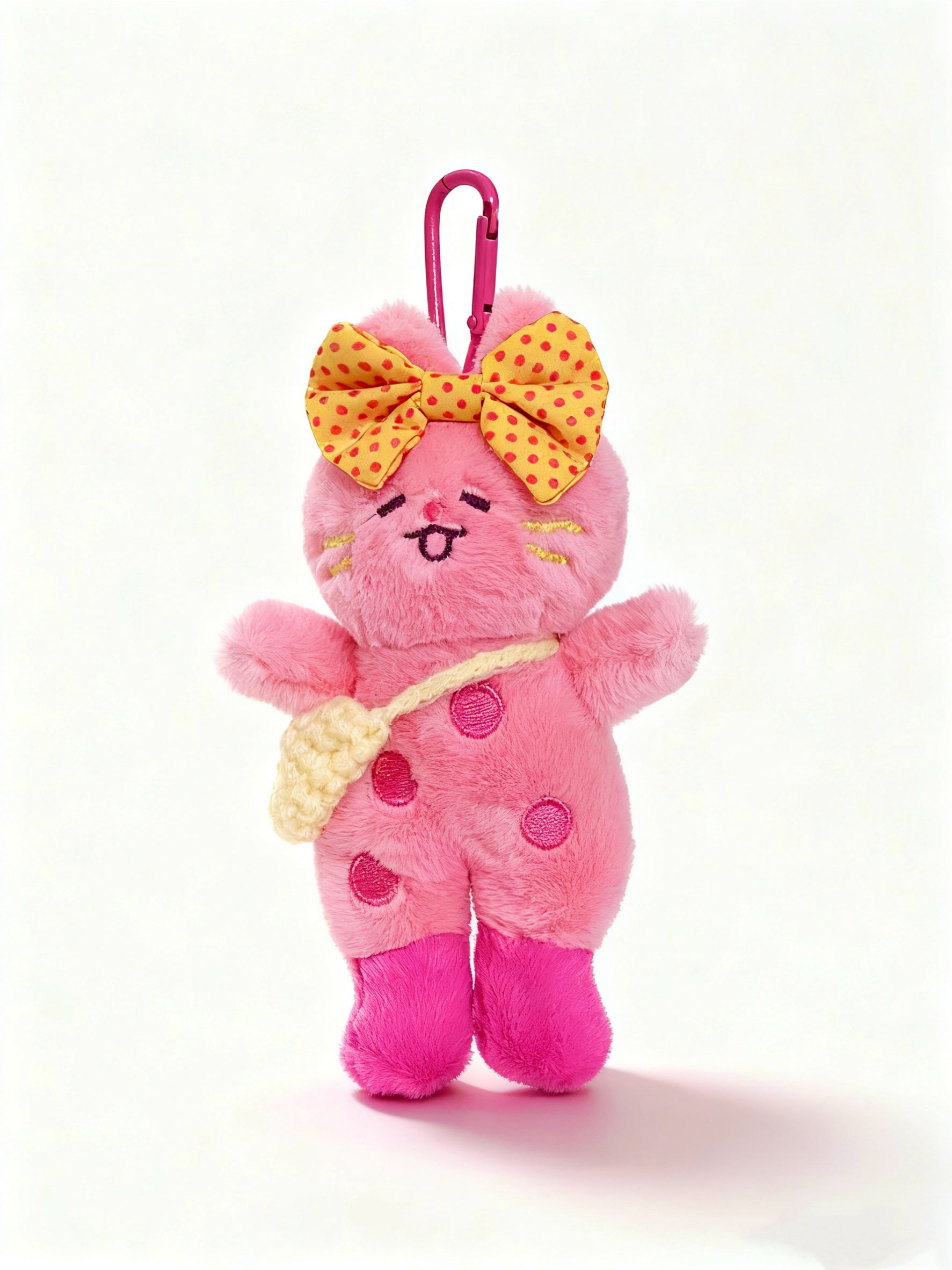 Cute Kitty Bag Charm with Yellow Bow