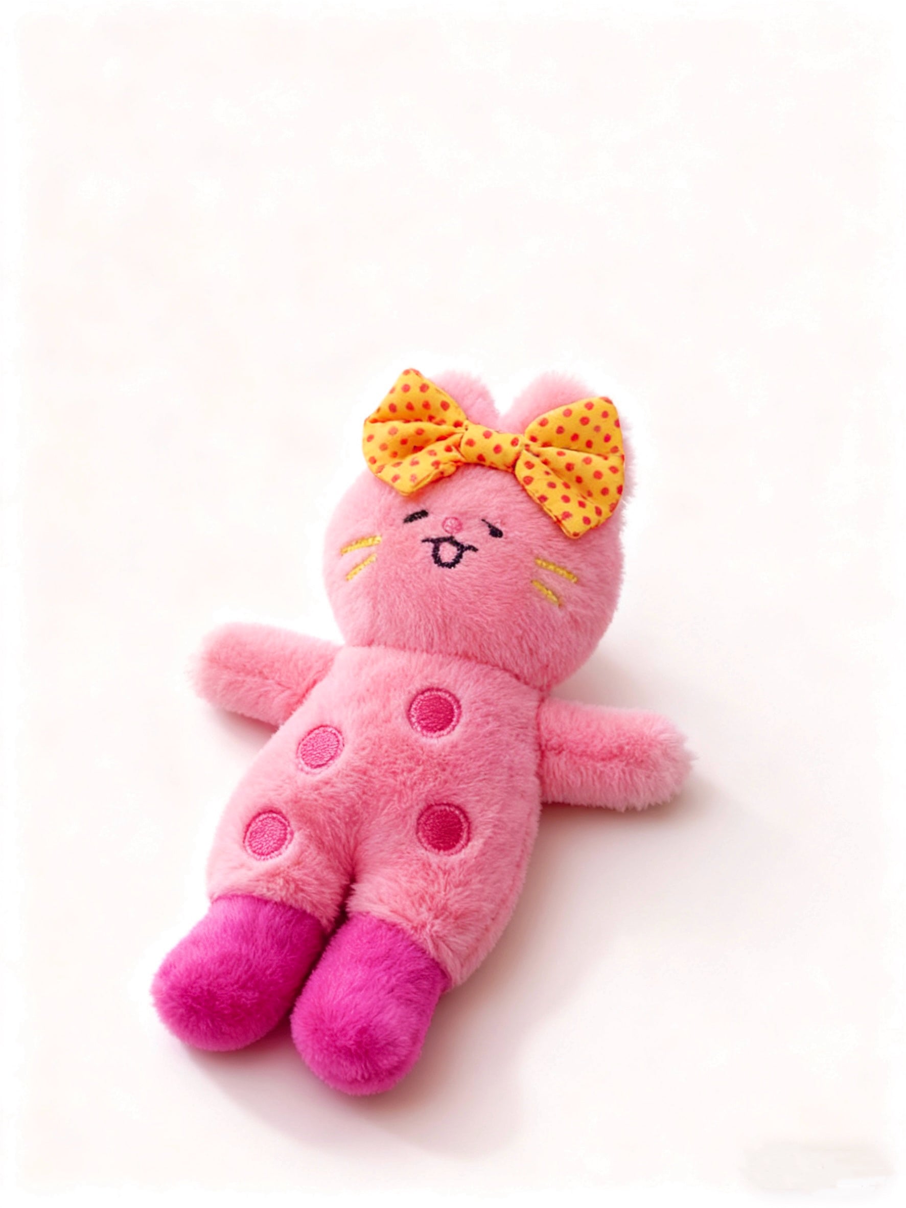 Cute Kitty Bag Charm with Yellow Bow