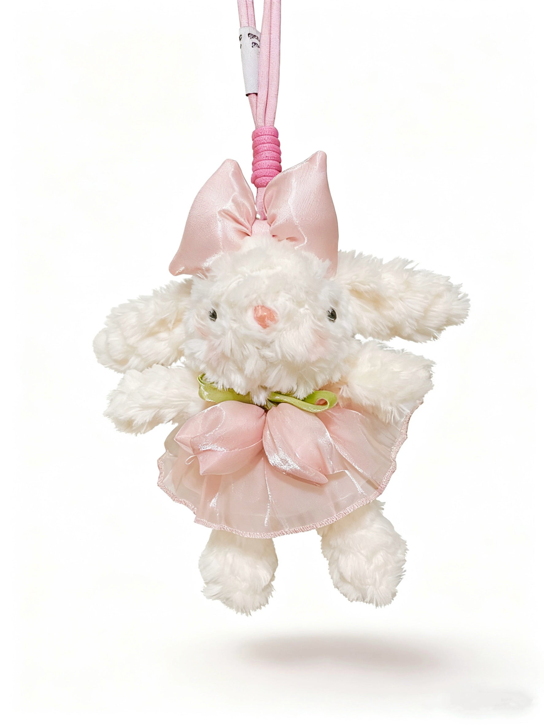 Kawaii Bunny Plush Keychain – Pink Bow Rabbit Charm