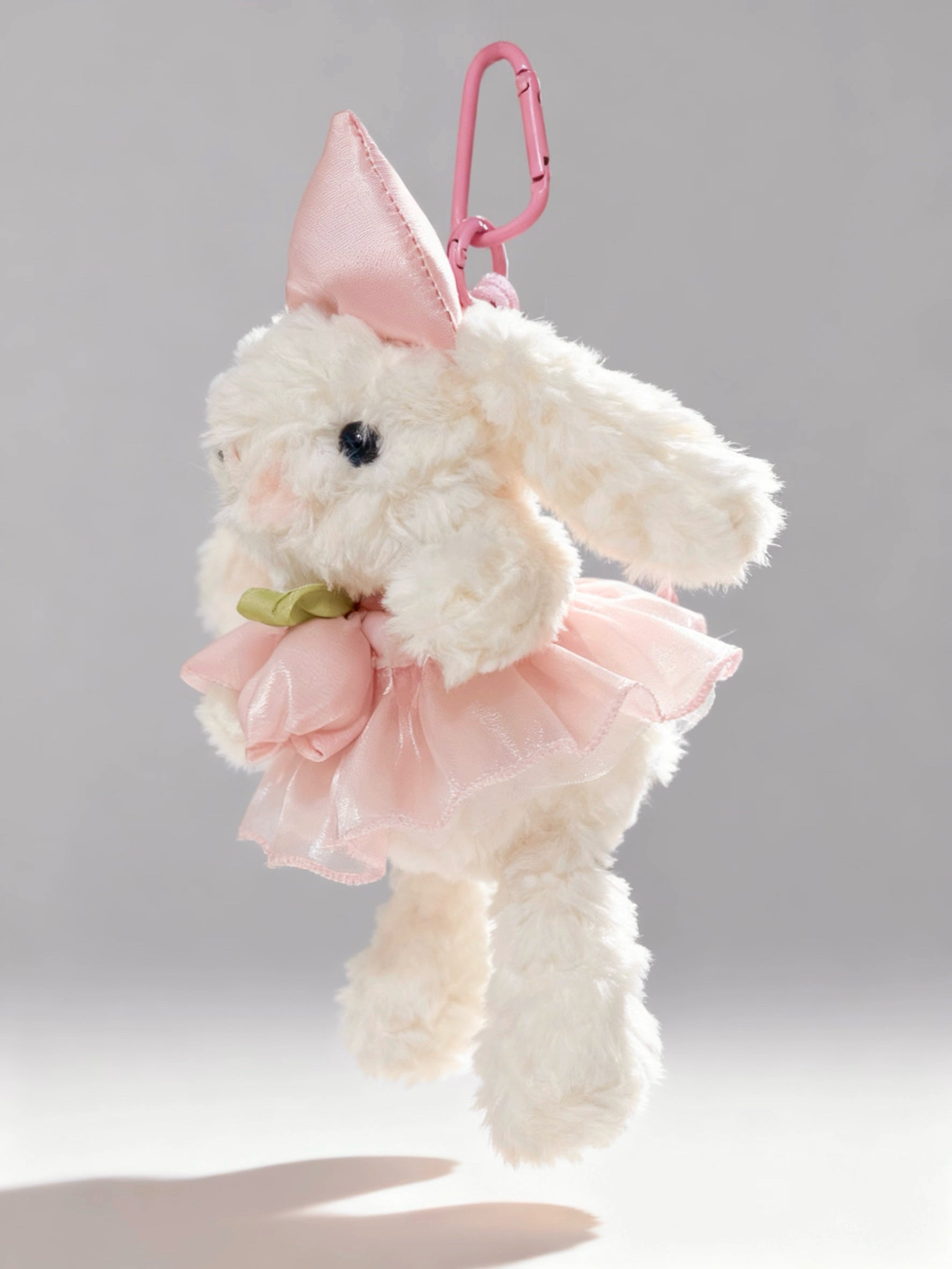 Kawaii Bunny Plush Keychain – Pink Bow Rabbit Charm